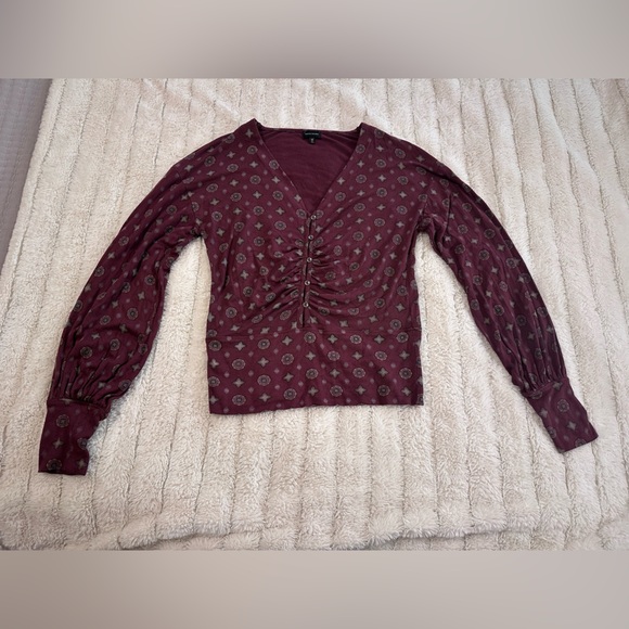 Buckle Tops - Buckle Black Boho Ruched Button Front Top – Size M